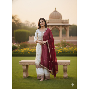 Última Moda en Trajes Sharara de Georgette Sintético con Bordado, Estilo Moderno y Elegante para Bodas, en Venta - Product Image 1