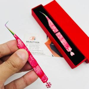 Pinzas para extensión de pestañas de 90 grados y pinzas de aislamiento Logotipo de impresión personalizado Pinzas de pestañas de agarre fuerte probadas a mano - Product Image 6