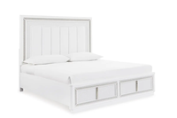 Set Kamar Tidur Queen Modern Kayu Putih dengan Tempat Tidur Berumbai, Lemari Penyimpanan 2 Laci, dan Nakas untuk Penggunaan Hotel/Apartemen