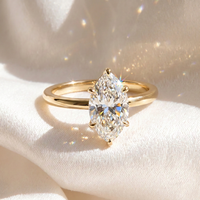 Bague de fiançailles solitaire en or jaune 18 carats avec diamant de laboratoire CVD taille marquise, nouveau design, bijoux fins, vente chaude
