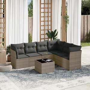 Conjunto de Sofás Modulares Grandes de Ratán PE Gris para Jardín, Colección Premium de Muebles Modulares para Exteriores - Product Image 1