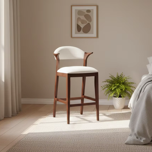 Silla de Bar Qui, Madera de Teca Sólida, Acabado Natural, Estilo Escandinavo Moderno, Comercial, de Alta Calidad, Diseño Personalizado, Ecológica, Duradera, para Cafetería - Product Image 4