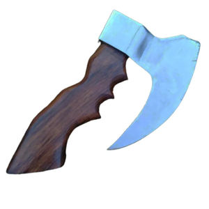 Couteau à pizza Burraq personnalisé fait main en acier au carbone, lame type hache Tomahawk, manche en bois de rose, étui en cuir, pour camping, extérieur, usage industriel, Fête des Pères - Product Image 1
