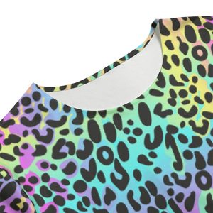 Women's <b>Rainbow</b> Leopard Print 2 Piece Set Three Quarter Sleeve O Neck Loose Knitted <b>Top</b> Above Knee Shorts Casual Spring Summer - Product Image 4