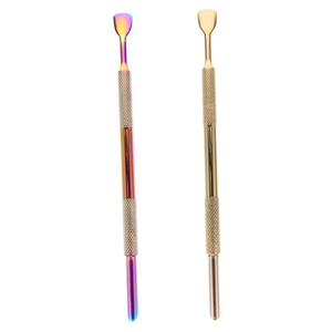 Premium Quality Color-Coated Textured Handle Dual-Finish Stainless Steel Manicure Professional <b>Nail</b> Cuticle Pusher <b>Tools</b> - Product Image 1