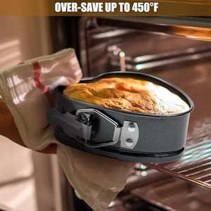 Set di 3 Teglie a Cerniera (4 e 9 Pollici) Antiaderenti in Acciaio al Carbonio, a Prova di Perdite, con Fondo Rimovibile per Cheesecake e Altri Dolci - Product Image 4