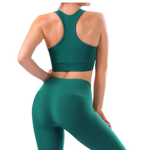 Conjunto de Yoga sin Costuras para Mujer Tallas Grandes, Leggings de Cintura Alta Acanalados y Sujetador Deportivo, Ropa Deportiva para Gimnasio - Product Image 4