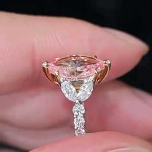 Anillo de compromiso de plata 925 original con moissanita rosa de 2 quilates, corte marquesa, para ocasiones especiales, bodas, para novias - Product Image 6