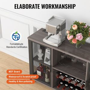 Cabina Bar in legno bianco industriale da 47 pollici comodino Freestanding credenza Buffet portabottiglie Bar per cucina soggiorno - Product Image 6