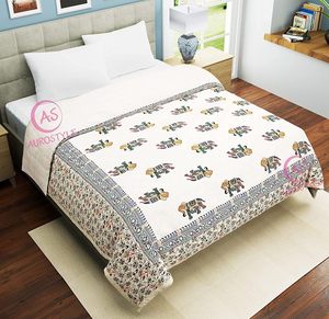 Organic Fluffy 400 TC Pure Cotton Jaipuri Printed Lightweight <b>Single</b> Bed <b>Quilt</b>/Razai/Rajai 85x55 Inches | Soft Cozy - Product Image 5