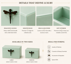 Luxury Mint Color Mirror <b>Glass</b> Decorative Storage Box Dragonfly <b>Knob</b> Premium Jewelry Vanity Organizer Boxes Home Decor Lacquered - Product Image 4
