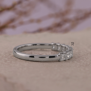แหวนเพชรทรงเจ้าหญิง 14K 18K 9 เม็ด เพชรเลี้ยงในห้องปฏิบัติการ แบบครึ่งวง - แหวนแต่งงานสำหรับผู้หญิง เครื่องประดับชั้นดี ของขวัญ - Product Image 3