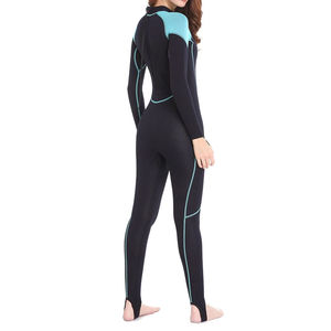 Traje de Neopreno Completo para Mujer, Manga Larga, 3.0mm, Cuello Alto, Bloques de Color, Impermeable, para Todas las Estaciones, Surf y Buceo - Product Image 4