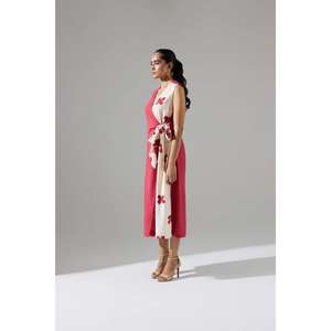 Robe longue à manches évasées pour femme, taille naturelle, imprimé floral, color block, élégante, décontractée, pour soirée - Product Image 3