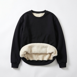 Sudadera de cuello redondo para hombre con forro polar, informal, lisa, de manga larga, para invierno, estilo oversize - Product Image 1