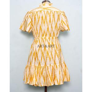 Vestido corto de algodón puro suave para mujer, con estampado floral hecho a mano, minimalista, informal, para fiesta, formal, para dama de honor, vestido maxi. - Product Image 6