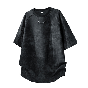 Camiseta de Manga Corta para Hombre, con Logotipo Personalizado OEM, Estilo Minimalista Tie-Dye, Cuello Redondo, Hombros Caídos, Transpirable, de Seda Helada, para Uso Diario Informal de Verano - Product Image 6
