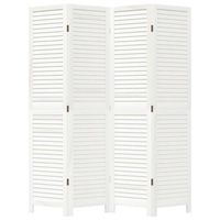 Solid White Paulownia Wood 4 Panel Room Divider Elegant Office Partition Foldable Freestanding