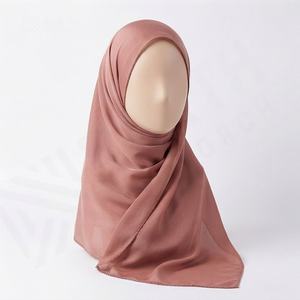 Voile de coton personnalisé en gros, bord arqué, motif floral uni, carré, pour femmes musulmanes, foulard hijab doux et de qualité supérieure - Product Image 2