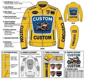 Chaqueta de Motociclista Personalizada para Hombre, Talla Completa, con Estampado Gráfico de Superbike, Piel de Oveja, Fabricante OEM, Apliques Impresos y Bordados - Product Image 3