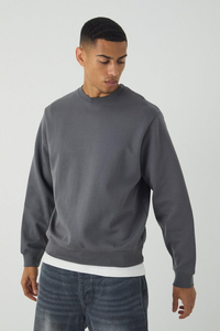 Sudadera de Hombre de Alta Calidad, Color Gris Básico, Corte Regular, Tejido Interlock Grueso, Cuello Redondo, Talla Grande, Sudadera Personalizada de Mezcla de Algodón - Product Image 4