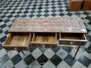 Mesa consola con incrustaciones de hueso de India venta al por mayor muebles consola con incrustaciones de madreperla de lujo a granel a precio de fábrica - Product Image 5