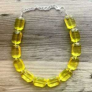 Handmade Resin Beaded Necklace Round <b>Green</b> Yellow Statement Jewelry Fruit Theme Crafted With <b>Red</b> Accents - Product Image 5