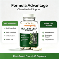 Capsules de feuilles de molène naturelles pures, marque privée OEM, pour le soutien pulmonaire, complément alimentaire à base de plantes, adulte