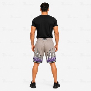 Shorts en maille sublimée personnalisés pour hommes, vente en gros, basketball, gym, entraînement, athlétisme, course à pied, vêtements de sport, séchage rapide, respirant, polyester - Product Image 6