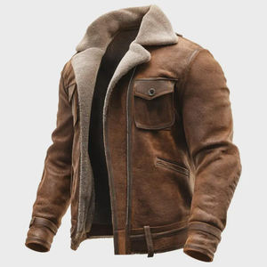 Chaqueta Bomber de Cuero Vacuno Vintage Personalizada al por Mayor, Chaqueta Corta Informal de Estilo Urbano para Hombre con Logotipo Personalizado en la Parte Delantera - Product Image 1