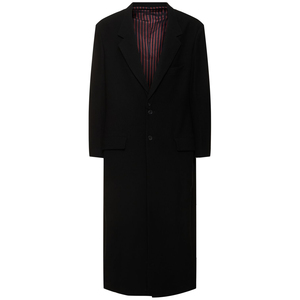Manteau long en cuir huilé noir standard imperméable et respirant pour homme, style western, avec ceinture, col rabattu, 220g - Product Image 1