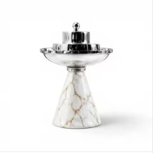 Premium Quality Navy Blue Tapered Foot Silver Plated <b>Perfume</b> Resin Vessel Traditional Bukhoor Charcoal Holder For Ramadan Use - Product Image 3