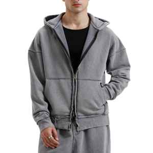 Sudadera con capucha para hombre, diseño clásico con cierre de cremallera completa, capucha ajustable, bolsillos frontales, ribete acanalado, corte relajado, estilo casual refinado. - Product Image 1