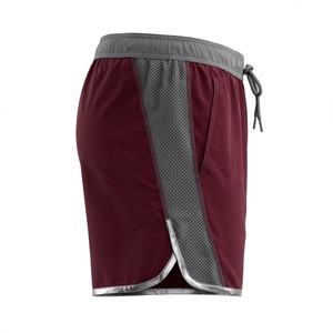 Shorts Bermuda Sport Décontracté pour Homme, Couleur Bordeaux Unie, Respirant, Séchage Rapide, 92% Polyester, Taille Mi-Haute avec Cordon de Serrage - Product Image 2