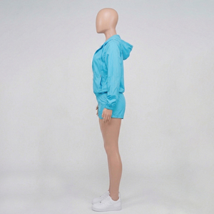Conjunto de 2 Piezas con Capucha Azul para Mujer, Ropa Deportiva Informal, Corte Regular, Transpirable, de Secado Rápido, Ecológico, 100% Algodón, Invierno - Product Image 3