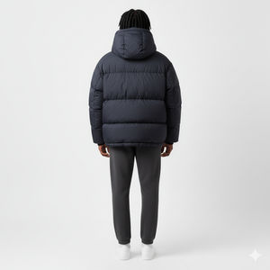 Veste de travail d'hiver matelassée décontractée pour homme, personnalisée OEM, avec col montant, logo frontal, en polyester, style doudoune à fermeture éclair - Product Image 5