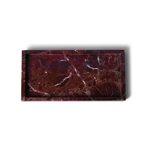 Plateau rectangulaire en marbre zèbre rouge, pierre naturelle, plateau de service décoratif, décoration de luxe pour la maison - Product Image 1