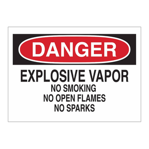 Panneau de signalisation de danger Brady DANGER pour vapeurs explosives - PVC imprimé UV pour les zones industrielles et de laboratoire - Product Image 2