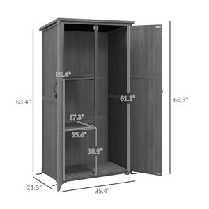 Armadio da Esterno Impermeabile Grigio con Tetto in Asfalto per Giardino, Chiudibile a Chiave - Product Image 3
