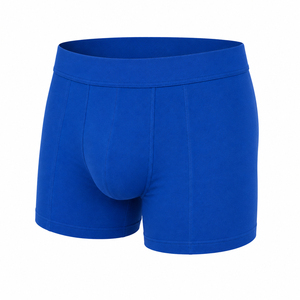 Calzoncillos bóxer sin costuras para hombre, azul liso, de tiro medio, de secado rápido, de alto rendimiento, elásticos con elastano, de tiro medio - Product Image 3