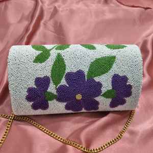 Sac à perles multicolores avec poignée, sac à main, sac décontracté, artisanat indien, fait main, sac baguette - Product Image 3