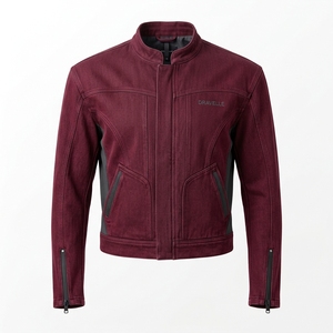 Chaqueta de motociclista para hombre de lona lavada color burdeos con paneles laterales personalizados con cremallera, estilo Cafe Racer, informal, para motociclistas. - Product Image 1