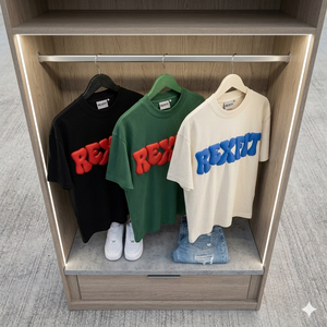 เสื้อยืดโอเวอร์ไซส์ทรงหลวม พิมพ์ลายโลโก้แบบพัฟฟ์ สตรีทแวร์ ผ้าคอตตอนเนื้อหนา ทรงหลวม สไตล์สตรีท ยูนิเซ็กส์ - Product Image 5