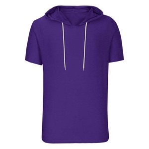 Sudadera con Capucha Morada Sólida de Manga Corta para Hombre, Estilo Casual con Cordón Ajustable - Product Image 1