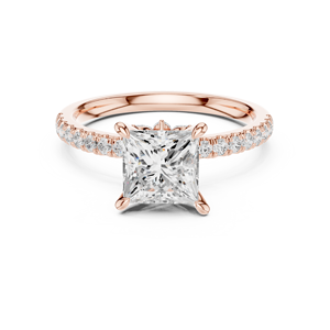 Rose Godl Trillion Cut <b>Diamond</b> Engagement <b>Ring</b> Rose Gold Color Gold Plated Band Side Stone Wedding Jewelry for Women - Product Image 2