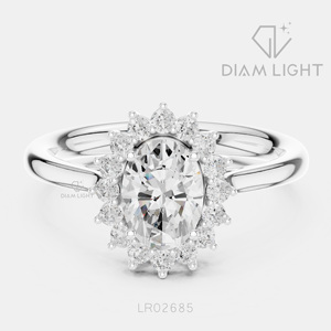 Bague de fiançailles en or blanc 14 carats avec diamant de laboratoire de 1,01 carat, coupe ovale, bague de mariée, certifiée IGI, bijoux fins, cadeau pour femme - Product Image 1