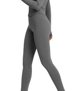 Leggings de yoga taille haute élastiques pour femmes, longueur intégrale, en polyester/nylon, sans couture, respirants, motif uni, vente en gros OEM - Product Image 4