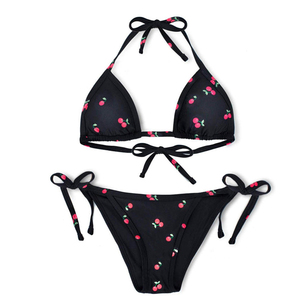 Vente en gros de maillots de bain sexy pour femmes, deux pièces, couleur unie, style halter, pour la plage - Product Image 3