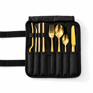 Professional 8 Pcs <b>Gold</b> Chef Plating Tools Set Stainless Steel Culinary <b>Utensils</b> with Carrying Roll for Food Styling Garnishing - Product Image 3