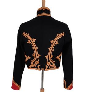 Chaqueta de Estilo Negro para Hombre, Cuello Alto, Manga Larga, Cierre de Botones, Detalles en Naranja, Bordado Dorado, Poliéster/Algodón Regular - Product Image 5